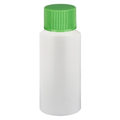 Bild Apothekenflasche HDPE 20ml weiss, mit grünem SV