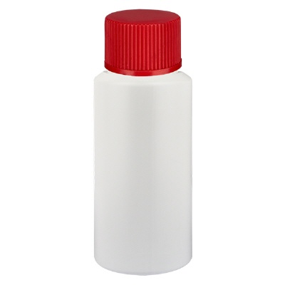 Bild Apothekenflasche HDPE 20ml weiss, mit rotem SV