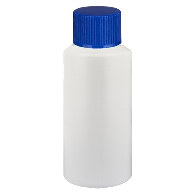 Bild Apothekenflasche HDPE 25ml weiss, mit blauem SV