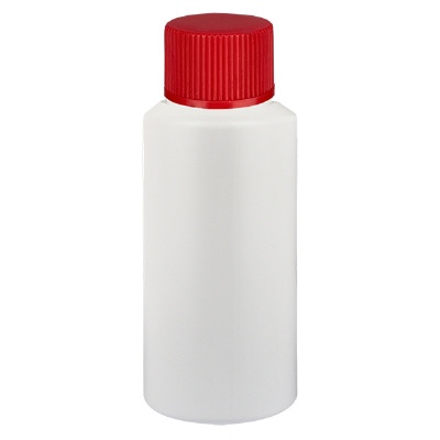 Bild Apothekenflasche HDPE 25ml weiss, mit rotem SV