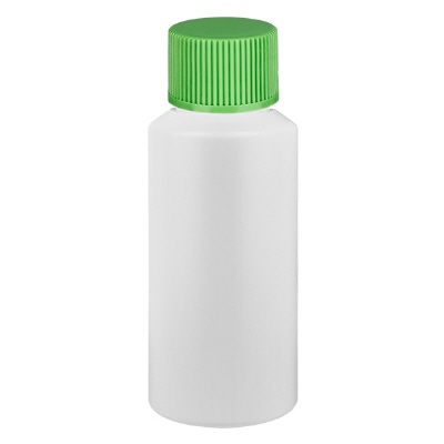 Bild Apothekenflasche HDPE 30ml weiss, mit grünem SV
