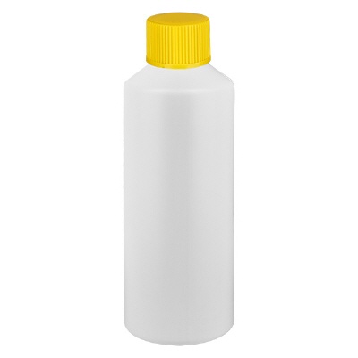 Bild Apothekenflasche HDPE 100ml weiss, mit gelbem SV
